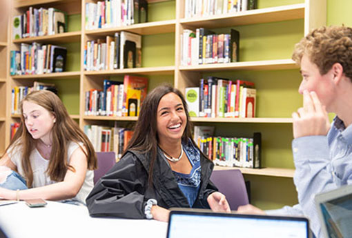 Wheeler School students in the Wheeler School library.