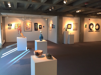 An art exhibit in the Chazan Gallery at Wheeler.