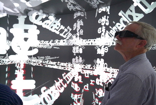 Mark Harris in a virtual reality room at Brown University called The Yurt.