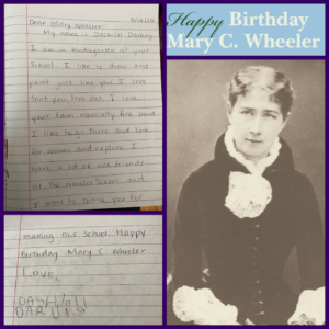 letter from student to the school's founder (pictured) on her May 15 birthday.