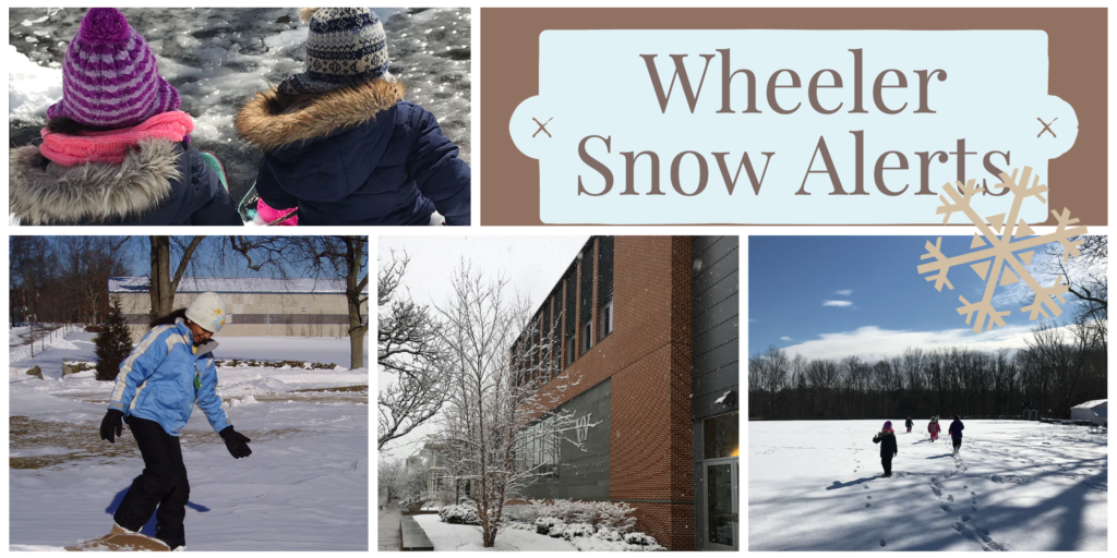 Collage of snowy campus photos.
