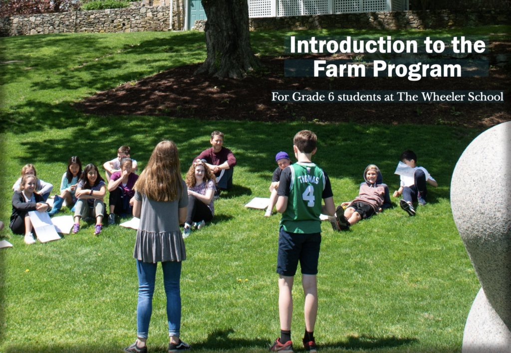 6th graders have class outside as part of the Farm Program experience.
