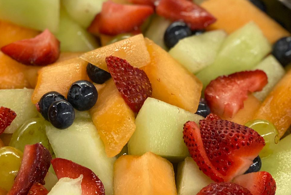 A close image of fruit salad.