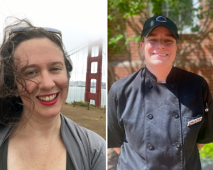 A composite image of Dining Services staff including Director Torri Hieber on the left and Chef Kate Nealis on the right.