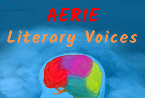 Aerie Literary Voices visual image with profile of a person with a colorful tree representing their thoughts, and rooted into the earth.