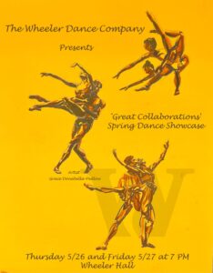 Promotion flyer for 'Great Collaborations' Spring Dance Showcase presented by the Wheeler Dance Company.