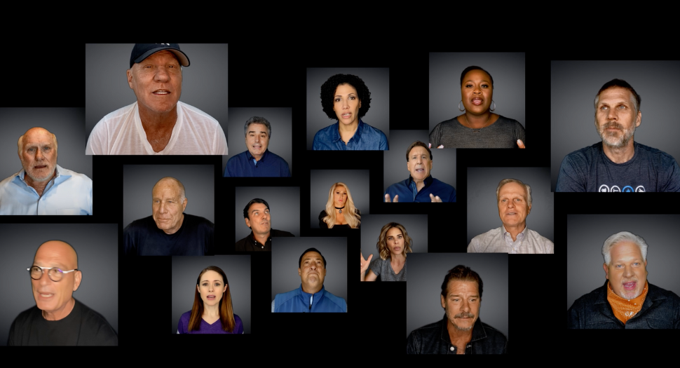 A still of celebrities and famous people from the documentary, The Disruptors.