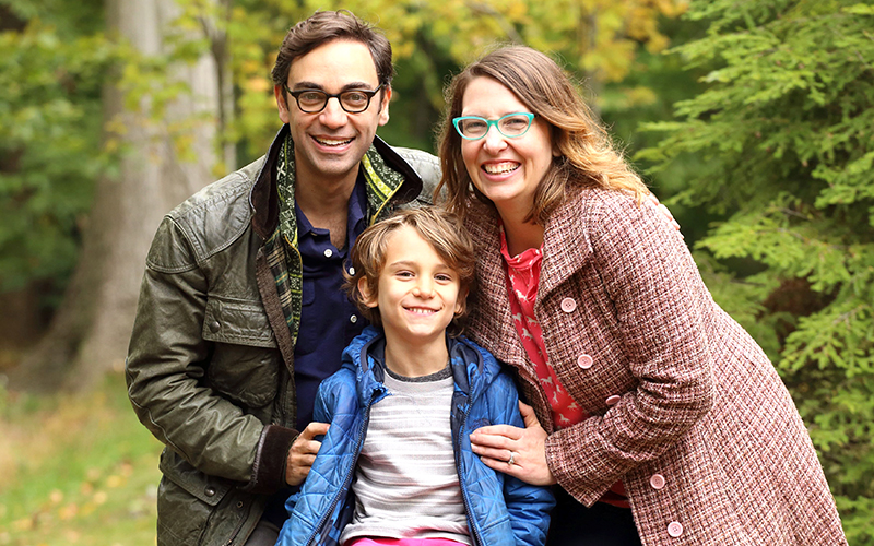 A photo of the next head of Lower School, Kate Hewitt, alongside her husband, Ben, and their son, Leo.
