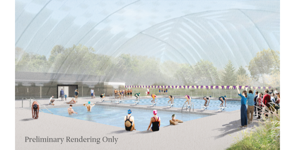 A preliminary rendering of the new aquatics center.